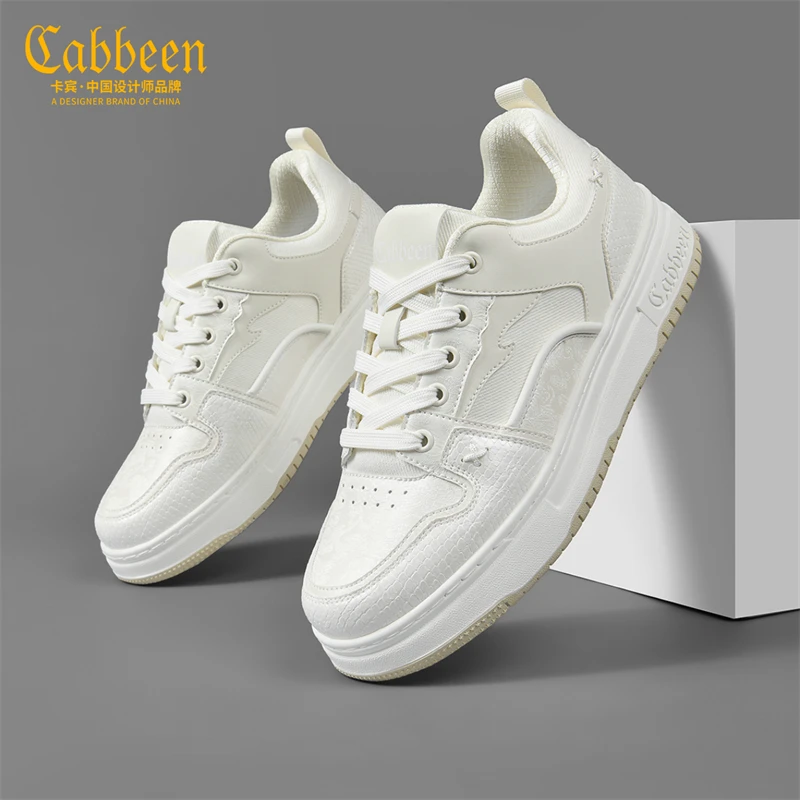 卡宾男款休闲鞋2025新款白色网红男鞋设计感小众板鞋厚底防滑鞋男