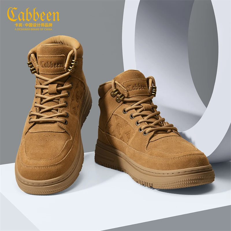 卡宾高帮板鞋男冬季复古板鞋男士休闲潮鞋男鞋2025新款爆款鞋子男