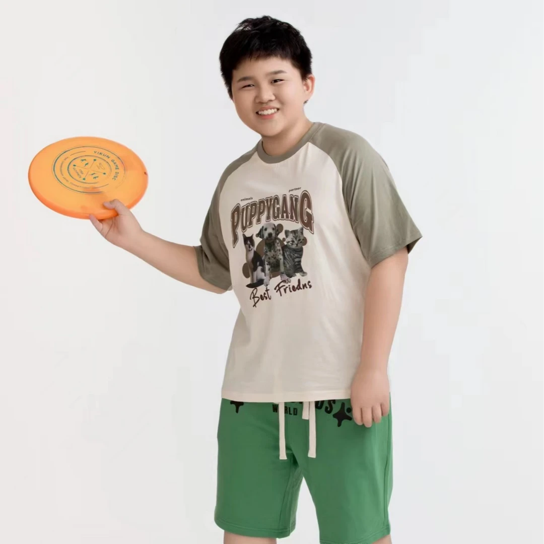 卡狄斯2024新款儿童夏季短袖纯棉动物系列狗狗宽松现货舒适胖童