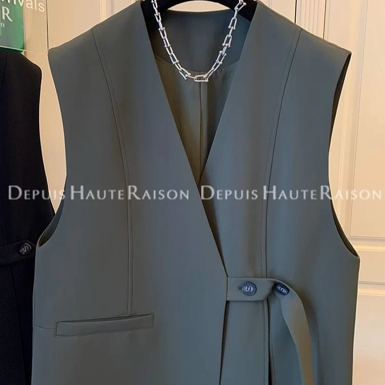 清仓捡漏~大码高级感不规则开叉西装马甲背心外套女宽松休闲马夹