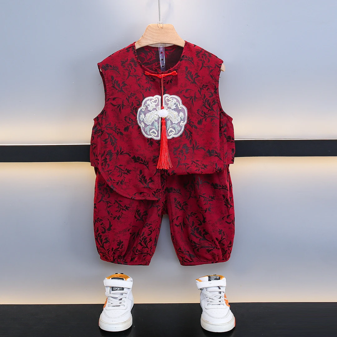 男童汉服夏季新款中国风儿童唐装周岁礼服男宝宝薄款中式背心衣服
