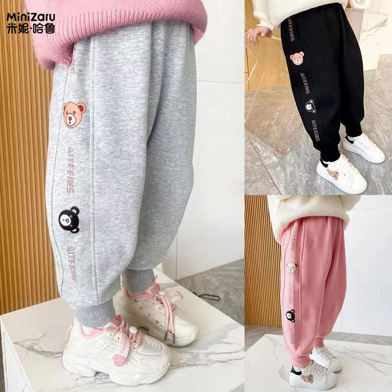女童裤子春秋款儿童秋季宝宝卫裤外穿中小童运动裤长裤宝宝绒裤子