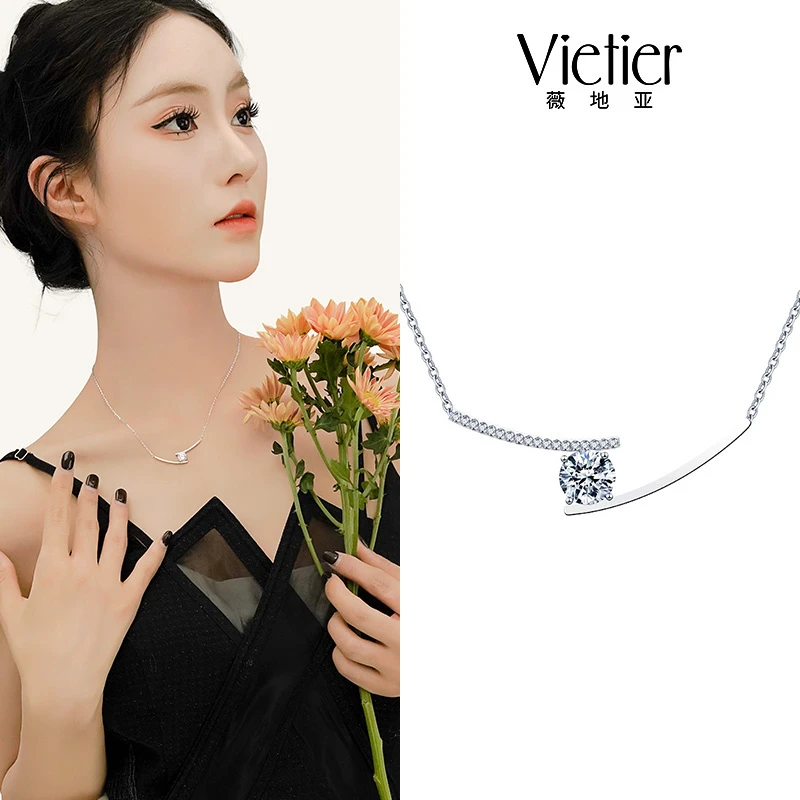 坠链均925银 镀白金莫桑钻项链女轻奢小众锁骨链高级生日七夕礼物