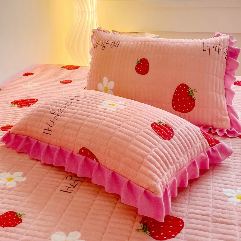 水晶绒枕套一对装单人单只枕头套冬天绒毛绒面珊瑚绒枕头芯内胆套