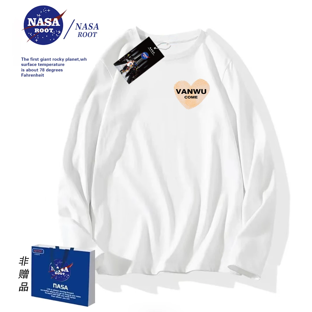 NASA联名款潮牌(长袖)T恤男女同款时尚百搭体恤衫圆领长袖复合链