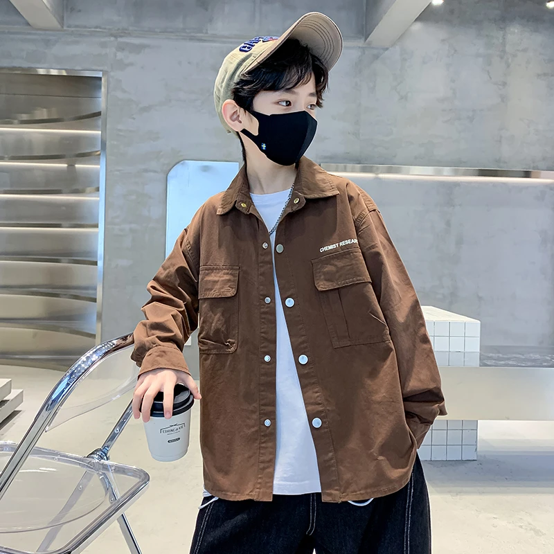 儿童装男童秋装长袖衬衫儿童节新款中大童秋季男孩春秋款外套帅气