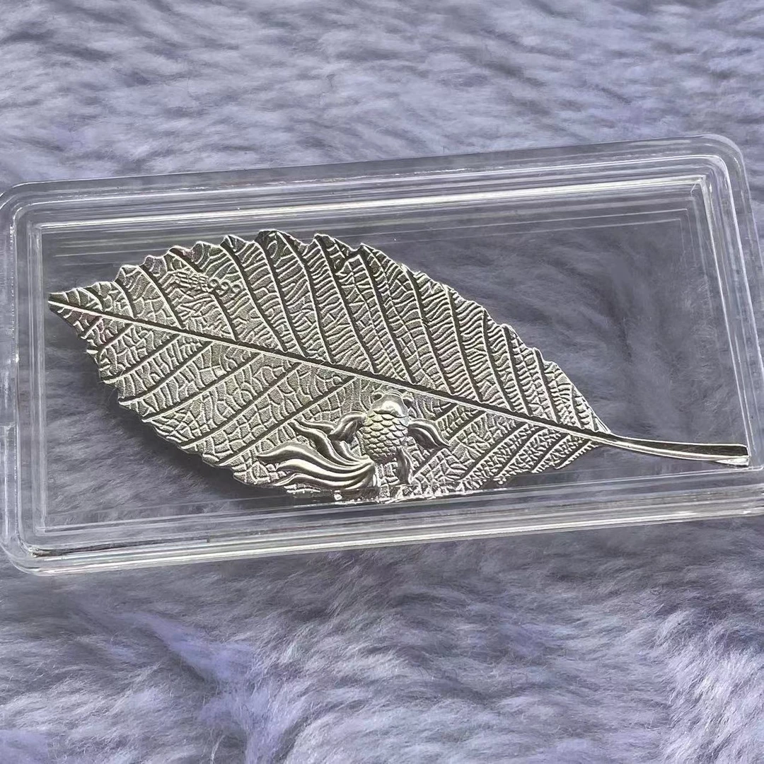 足银银制品 纯银叶子57*12MM
