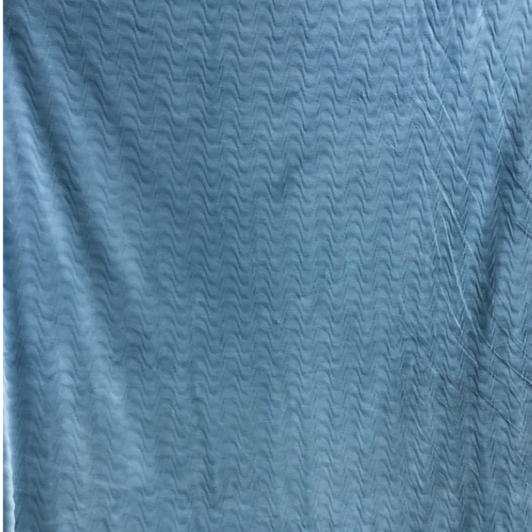 泡泡保暖绒布料～纯色蓝波纹