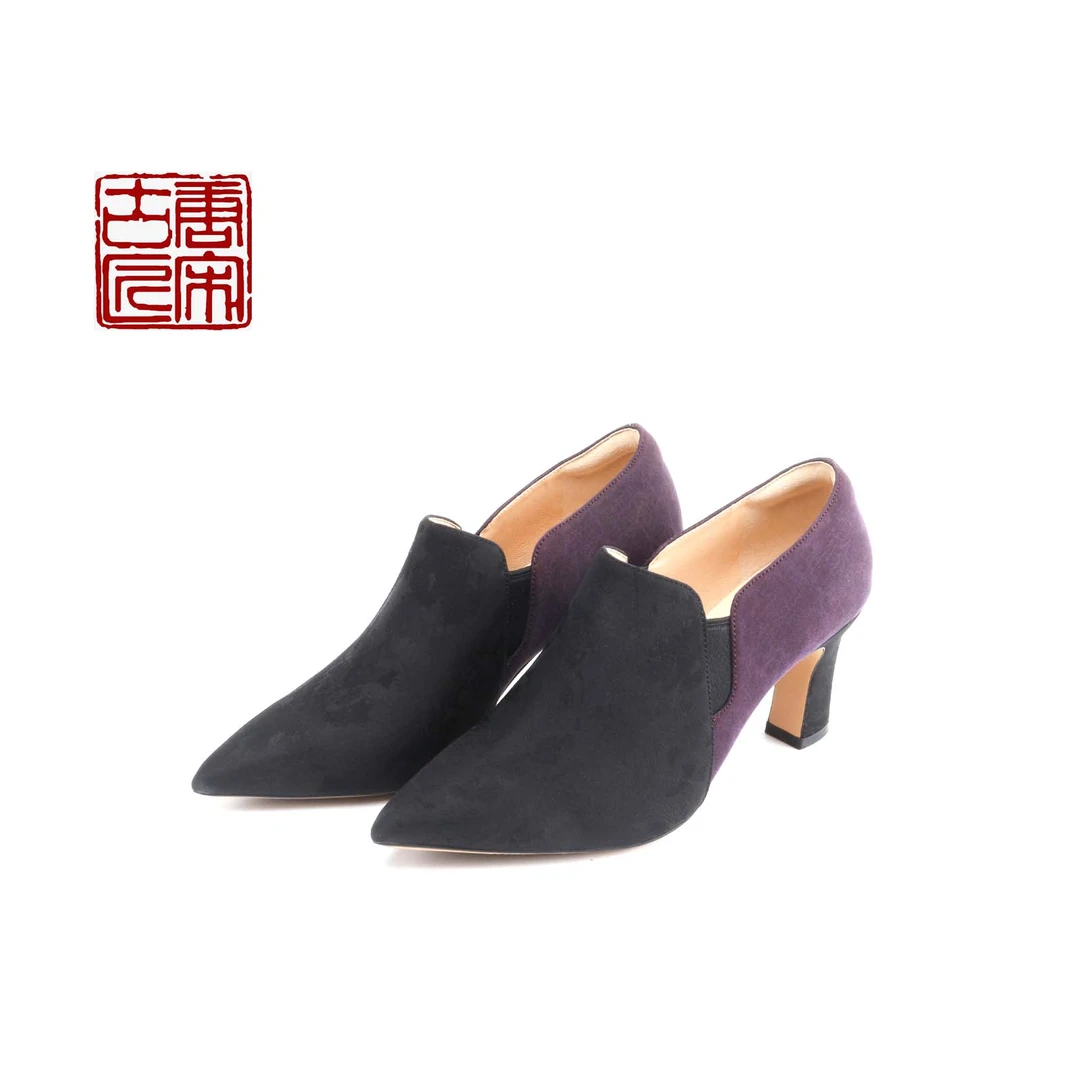 唐宋·古匠【绝代双骄】秋冬新款尖头深口复古女高跟鞋7公分H167