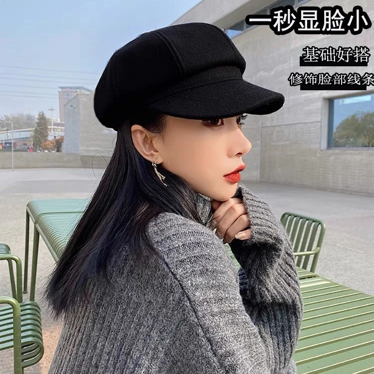 晴子Studio~复古百搭街头时尚毛N显脸小八角帽帽子女韩版鸭舌帽