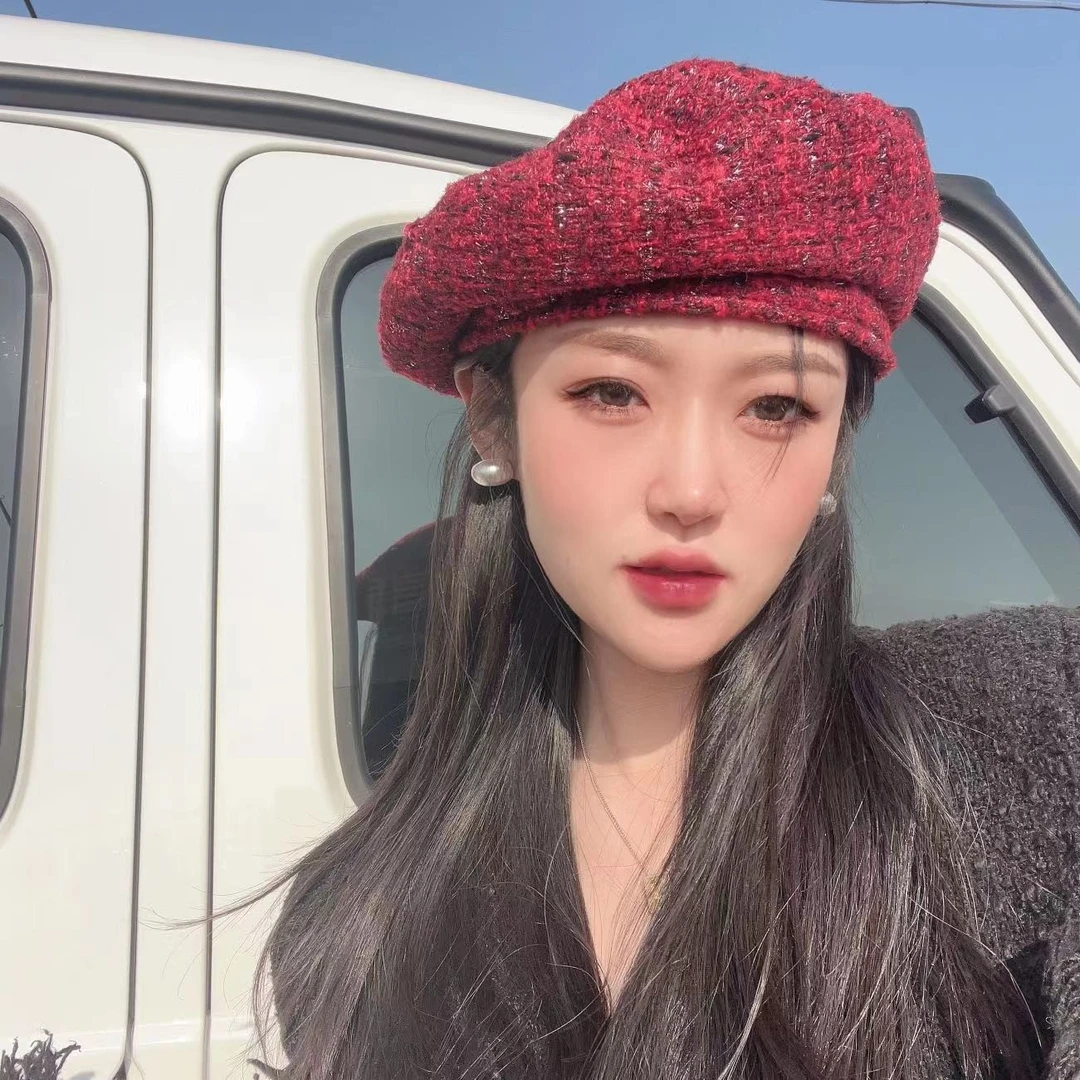 晴子Studio~ 新年特别款！高定小香风粗花呢显脸贝雷帽帽子针织