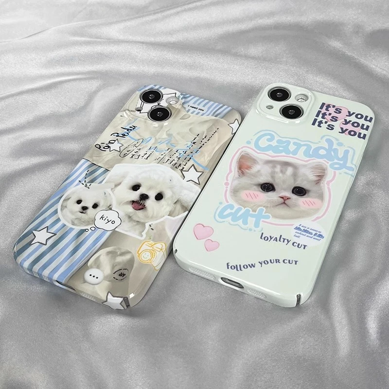 奶白狗狗适用苹果/华为/小米/oppo/vivo手机壳萌宠高级感菲林硬壳