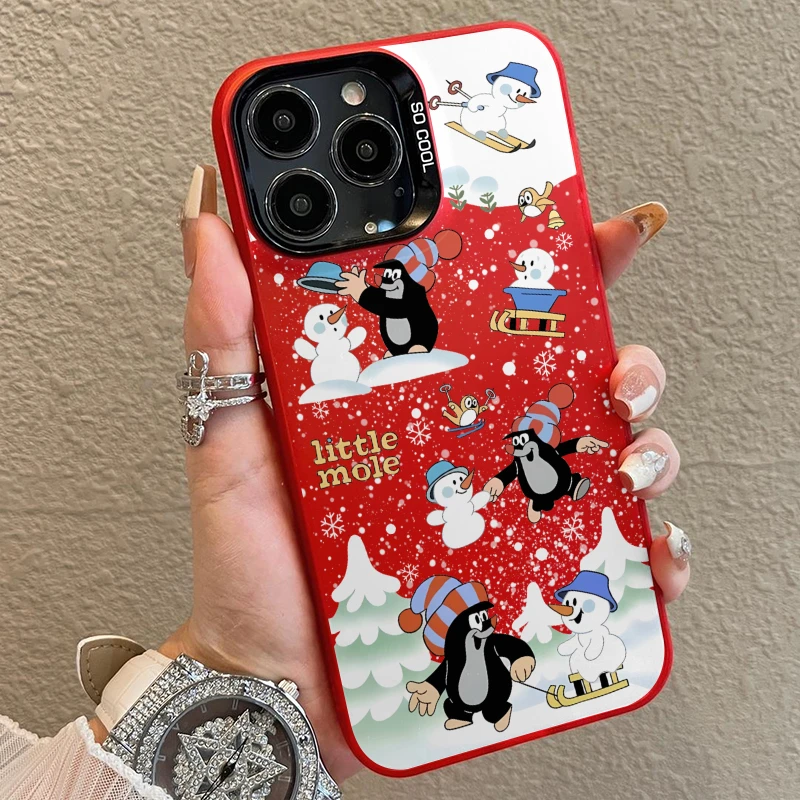 鼹鼠小雪人iPhone15promax磨砂手机壳oppo/vivo苹果13大孔xr软套