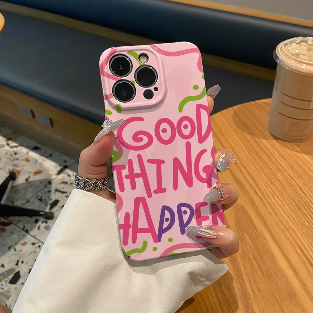 趣味线条英文适用华为mate60情侣手机壳iPhone14/13全包菲林硬壳