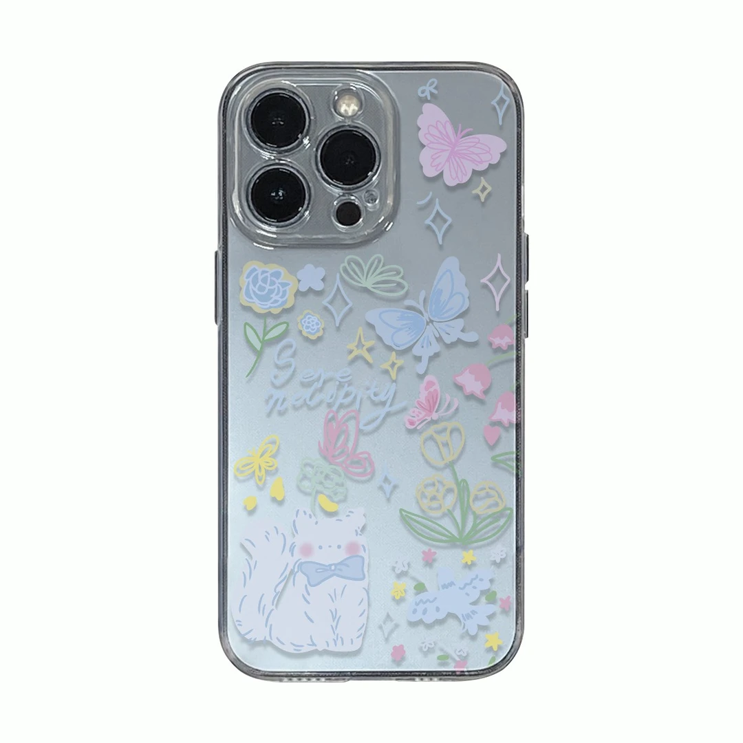 鲜花蝴蝶适用华为mate60promax小清新iPhone15/14透明手机壳x软13
