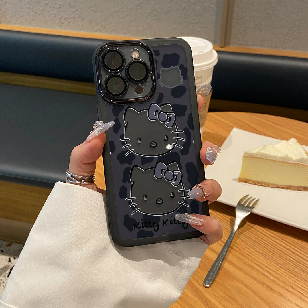 自带镜头膜手机壳iPhone15Pro苹果华为oppo荣耀vivo创意镂空kt猫
