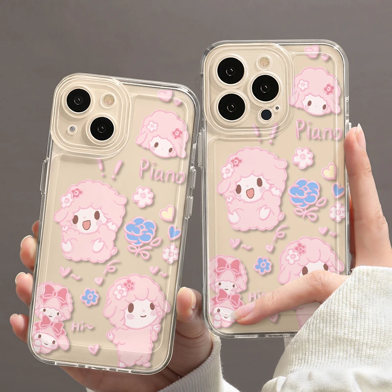 粉色小绵羊适用新款华为手机壳iPhone15Promax苹果14小米oppo全包