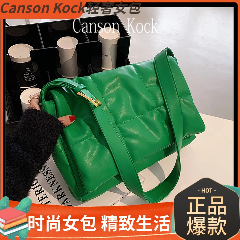 Canson Kock大容量复古方格绣线单肩托特包小众高级质感通勤包
