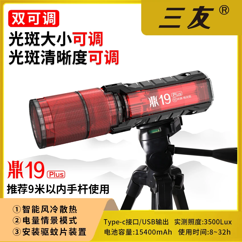 【光斑大小可调节】三友鼎19plus双可调激光炮超大光斑六透镜四光源