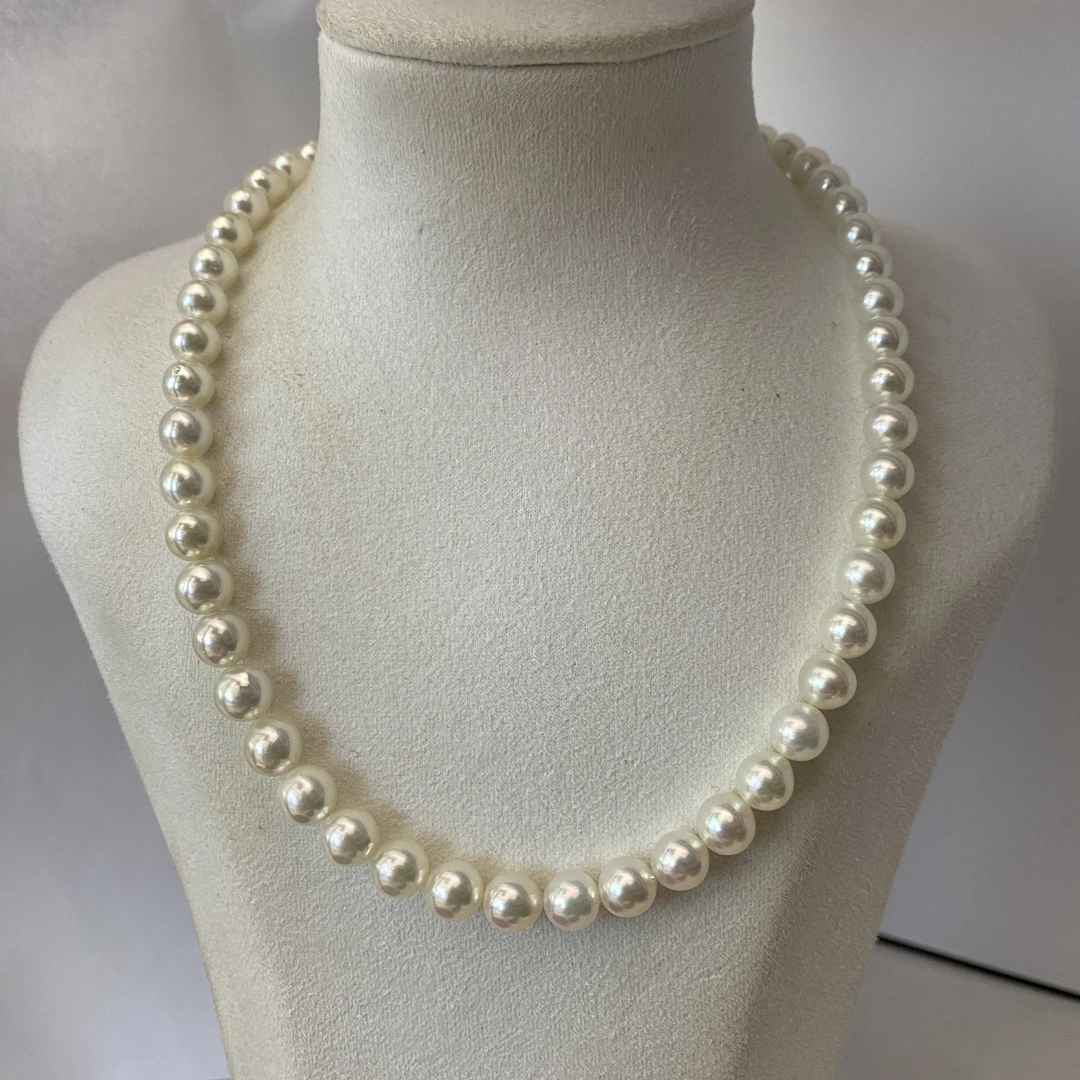 天然无调海水akoya珍珠项链7-8mm近圆冷白强光时尚百搭妈妈链