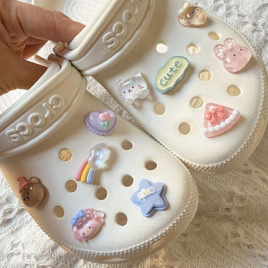 洞洞鞋diy配件配饰适配卡洛池鞋花鞋扣装饰透明可爱男孩女孩鞋扣