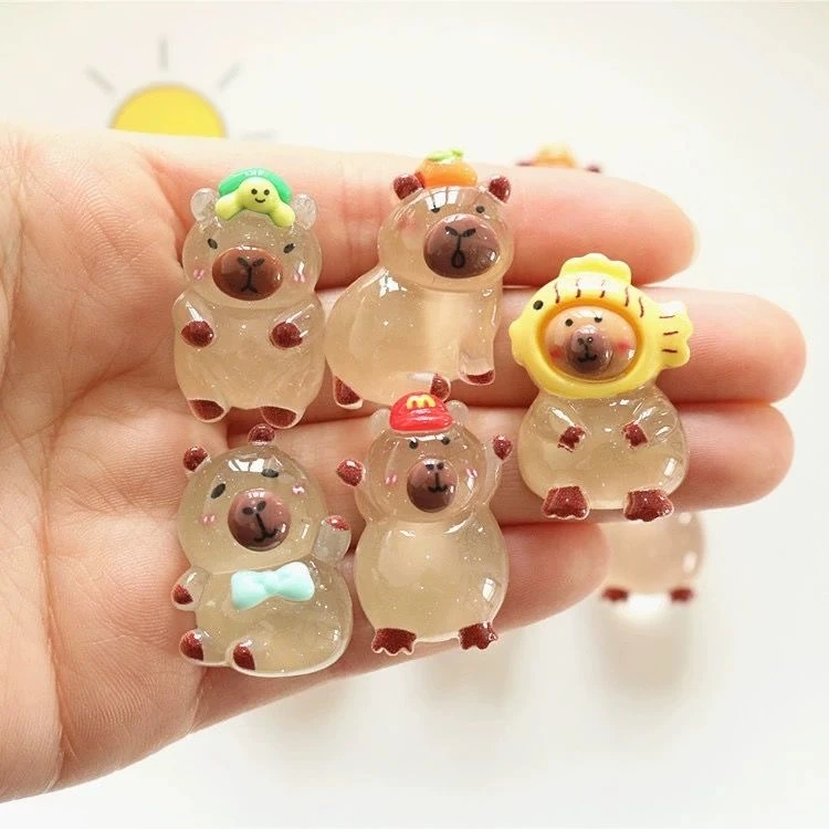 可爱夜光卡皮巴拉无痕装饰贴纸水杯贴电车贴奶油胶DIY配件咕卡套