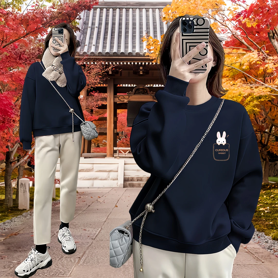 24秋冬新款卫衣重磅加绒宽松版型显瘦遮肉百搭印花ins加厚