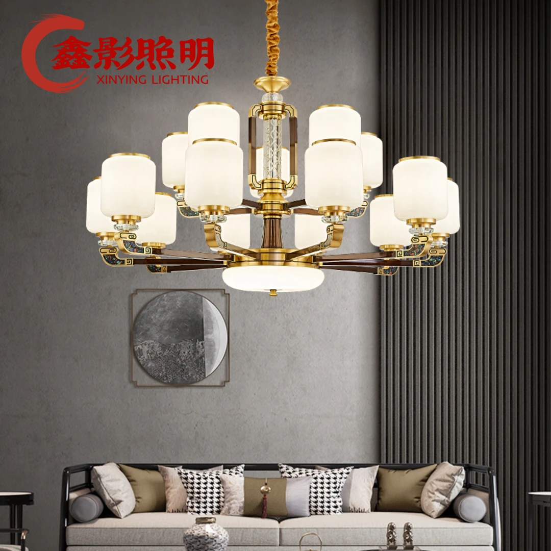酒店新中式吊灯客厅灯现代简约大气全铜古典禅意大厅餐厅高