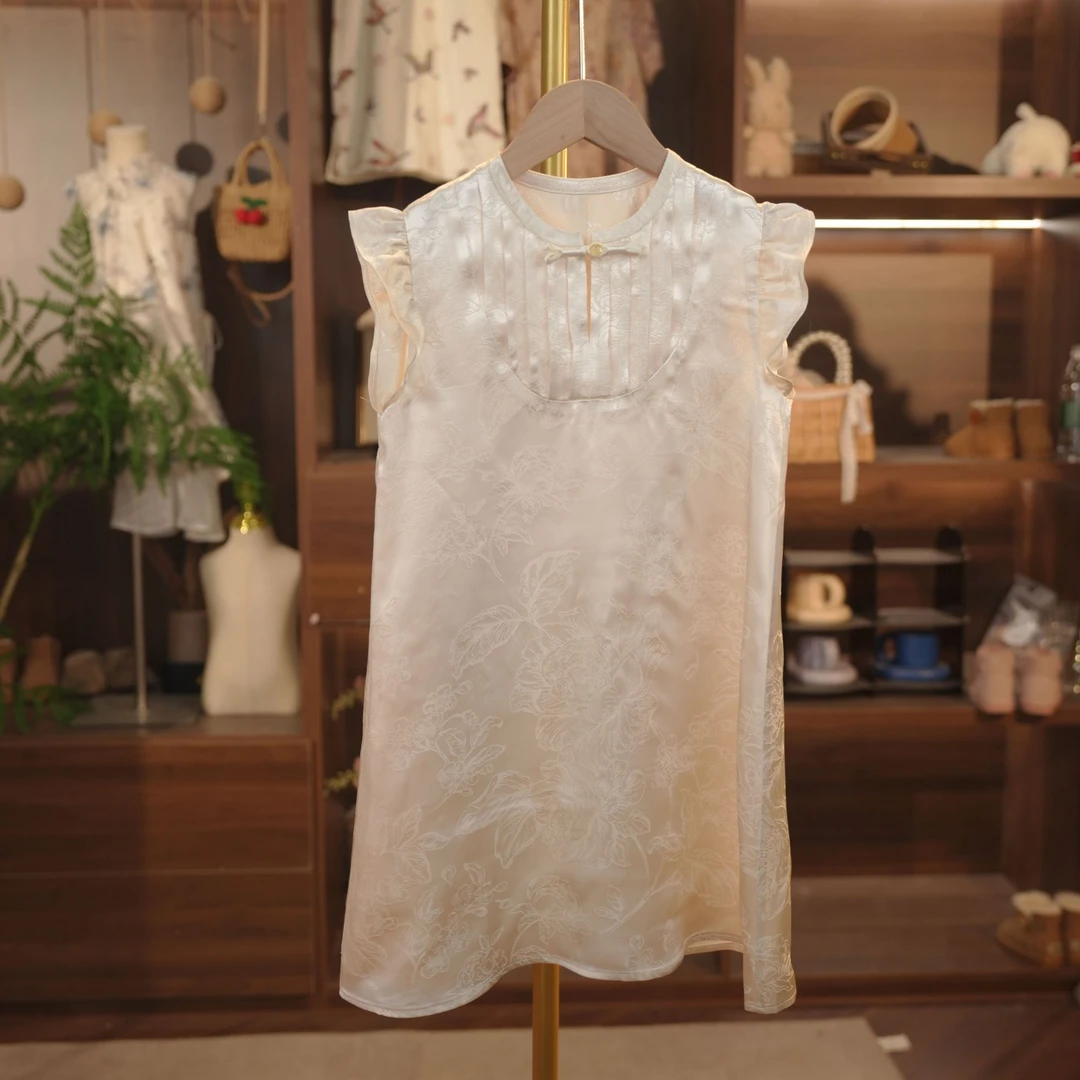 【现】泡芙定制 亲子木薯丝国风裙 复古女童夏季新中式 DY240544