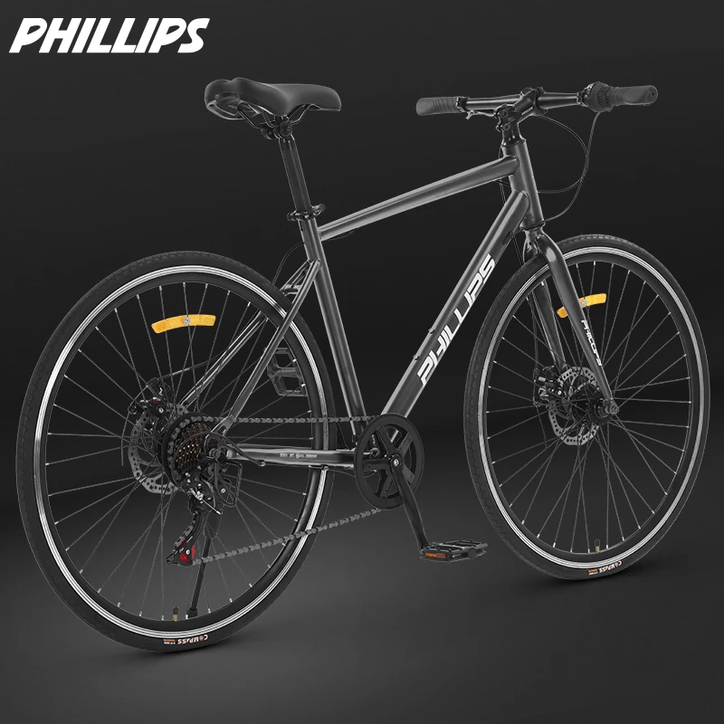 菲利普公路自行车禧玛诺变速成人男女代步轻便减震脚踏车JY-100