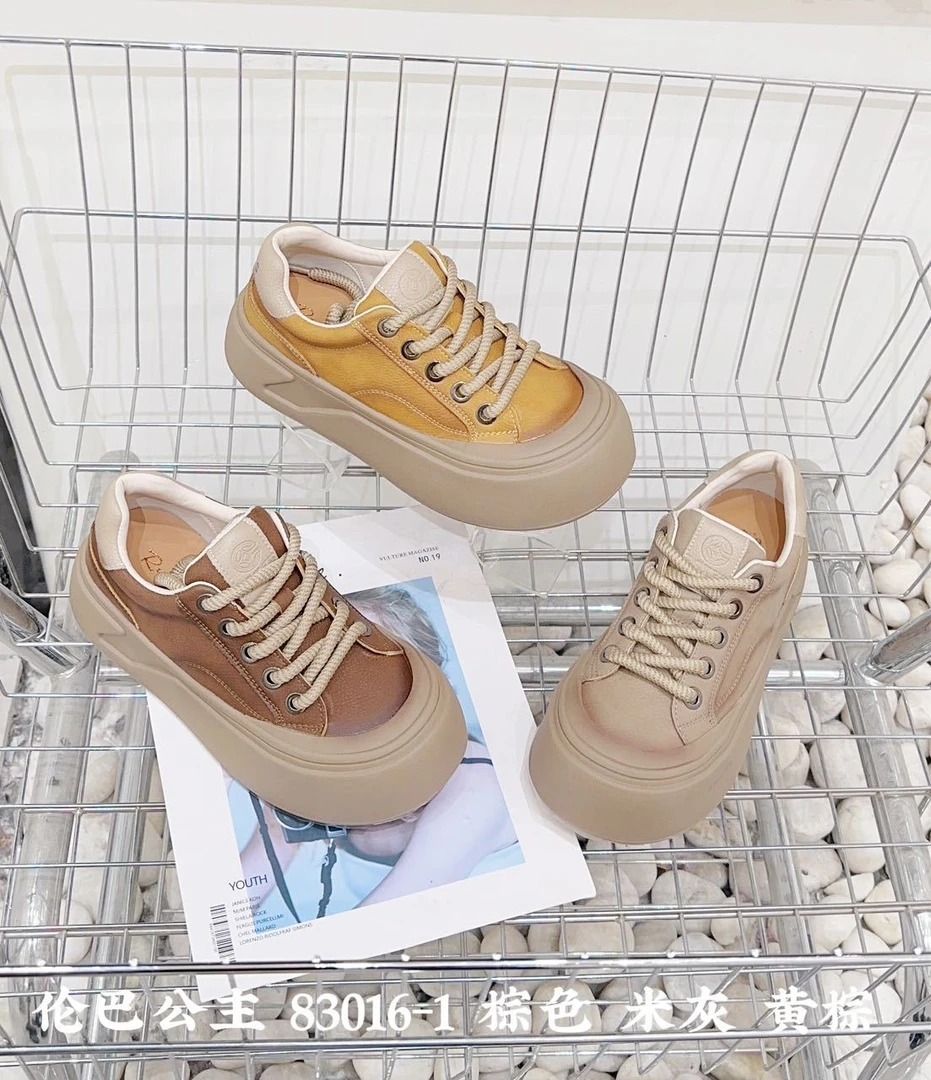 复古女鞋牛皮丑萌头新款厚底小皮鞋四季单鞋百搭真皮软底休闲鞋