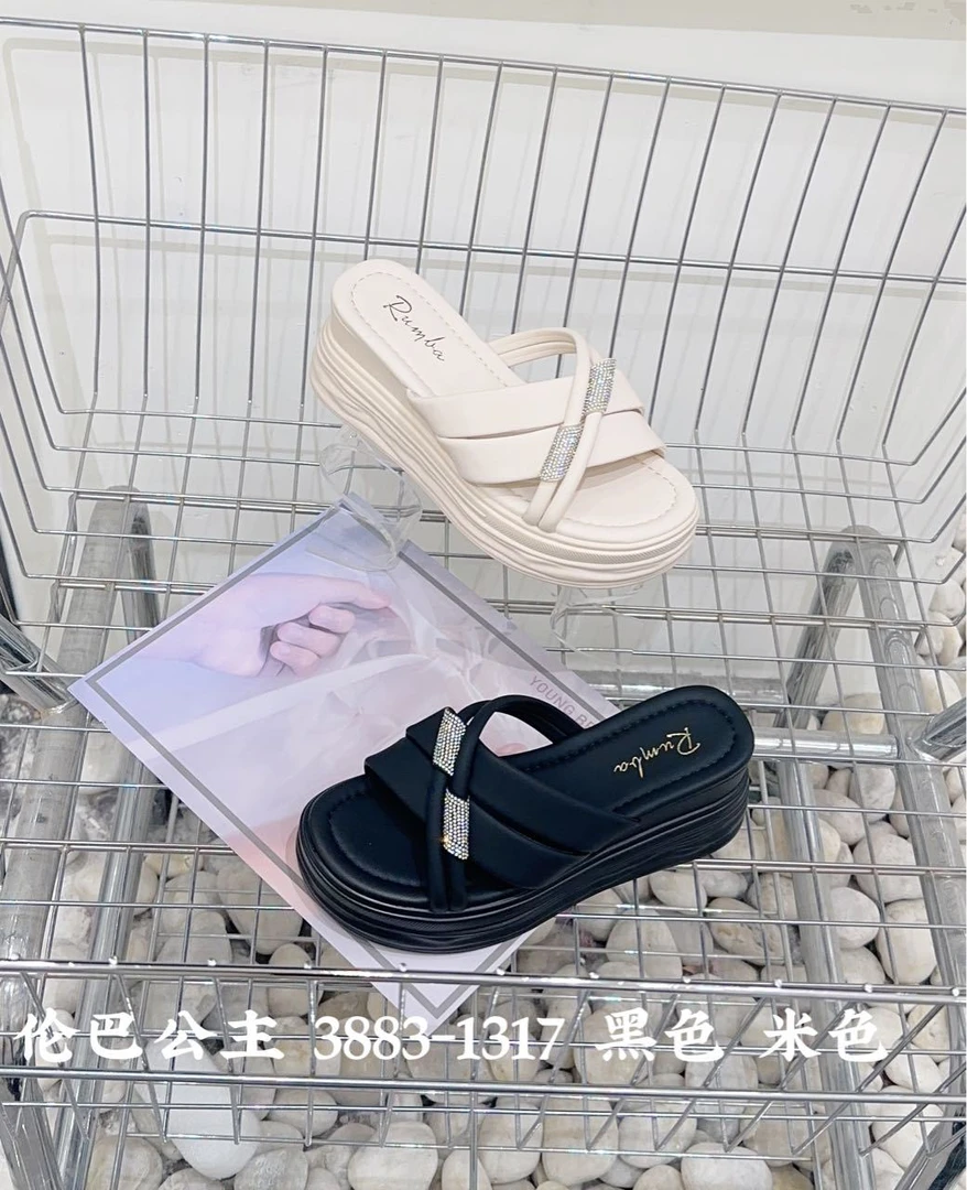 专柜清仓夏季厚底女拖鞋时尚伦巴公主新款松糕百搭凉拖增高坡跟女