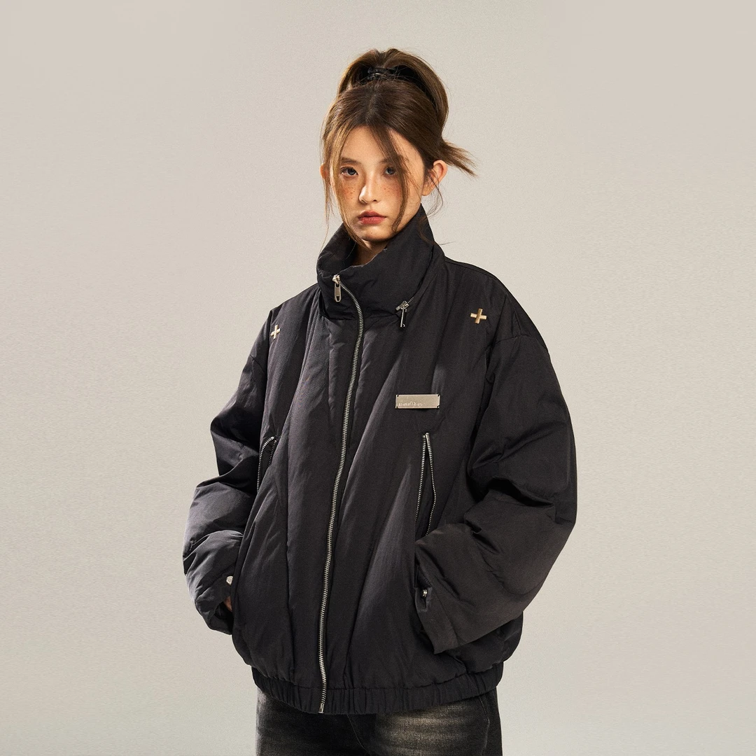 NSTNEW START2023年新款秋冬季黑色美式复古宽松慵懒风棉服外套女