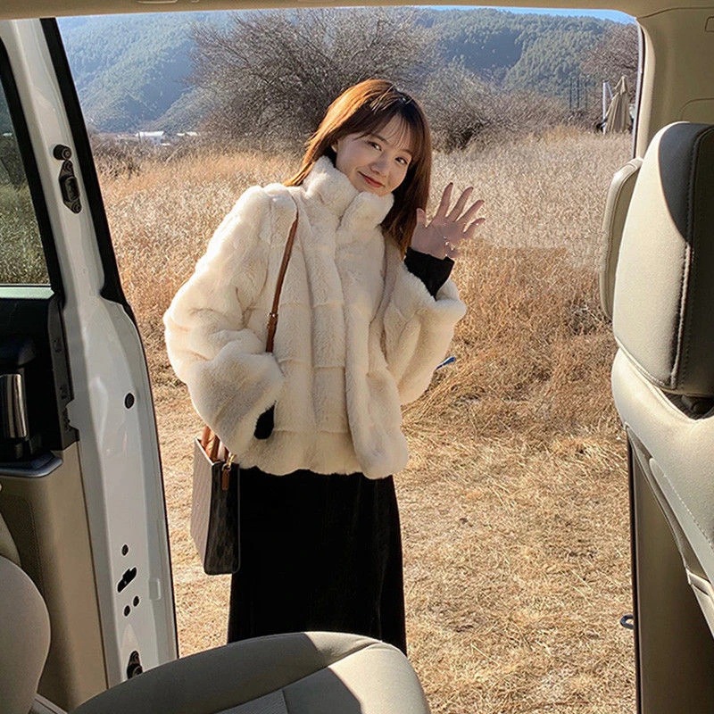 丹麦貂短款外套新款冬季爆款英伦风仿水貂绒毛毛上衣女