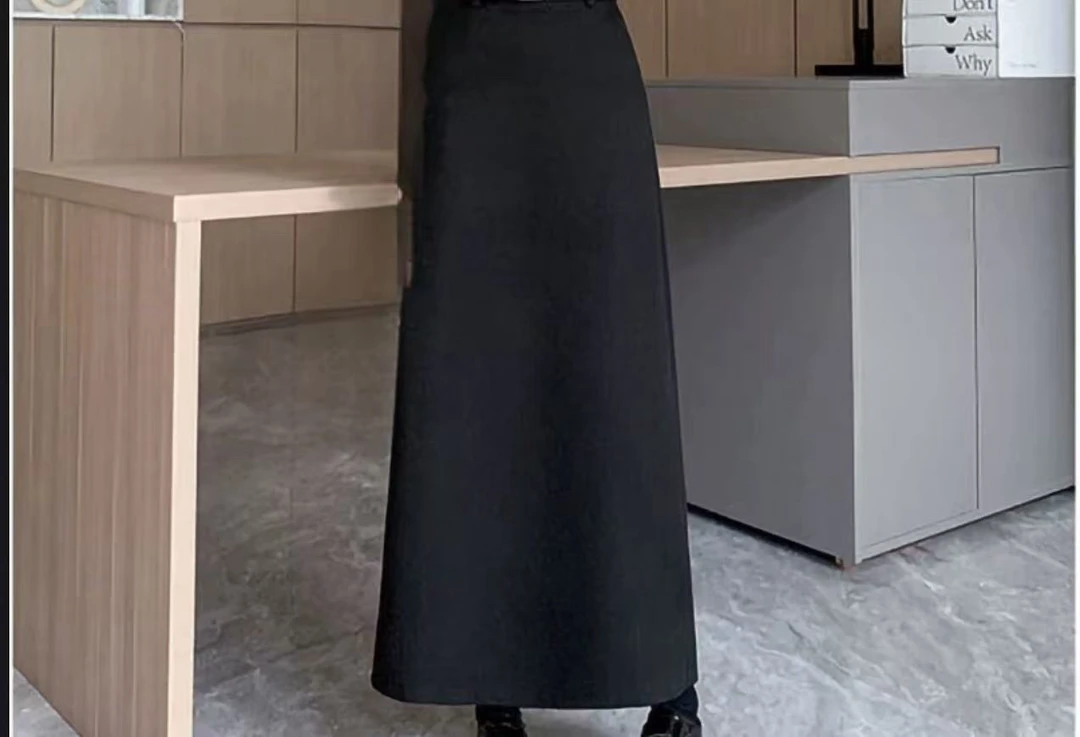 自制羊咩尼加长直筒裙.黑灰两色长度95