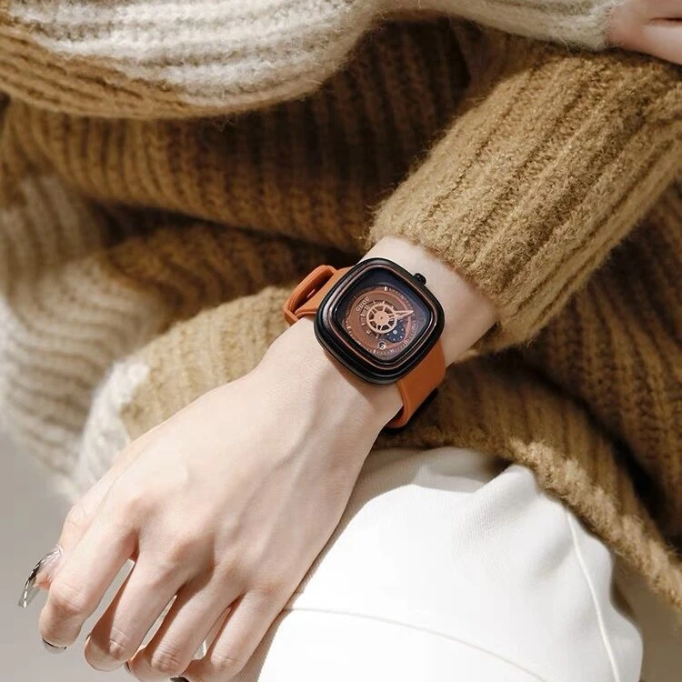 GUOU/古欧手表女款小众轻奢大表盘复古气质正品名牌防水女士方表