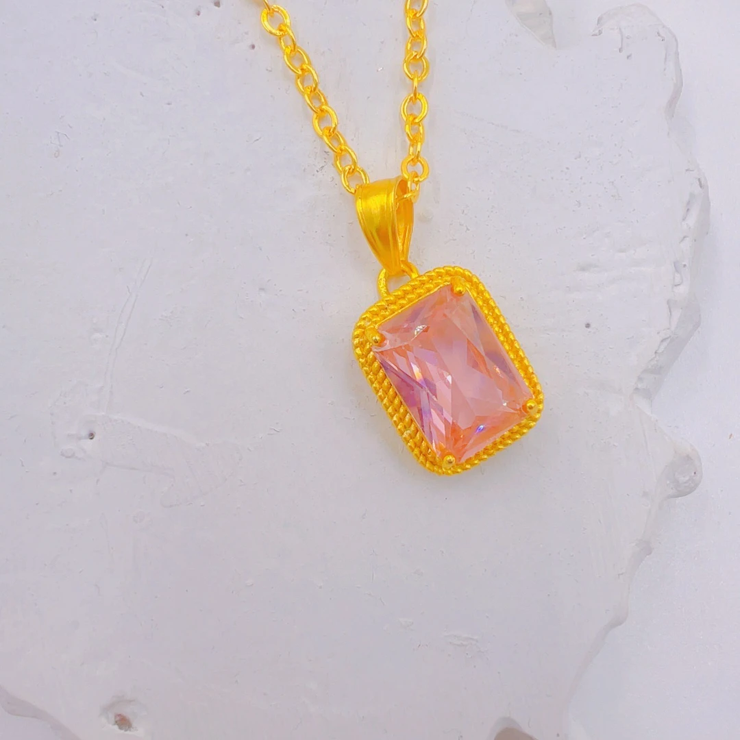 铜合金吊坠 铜合金nipal气质时尚吊坠轻奢链子复古饰品项链黄色