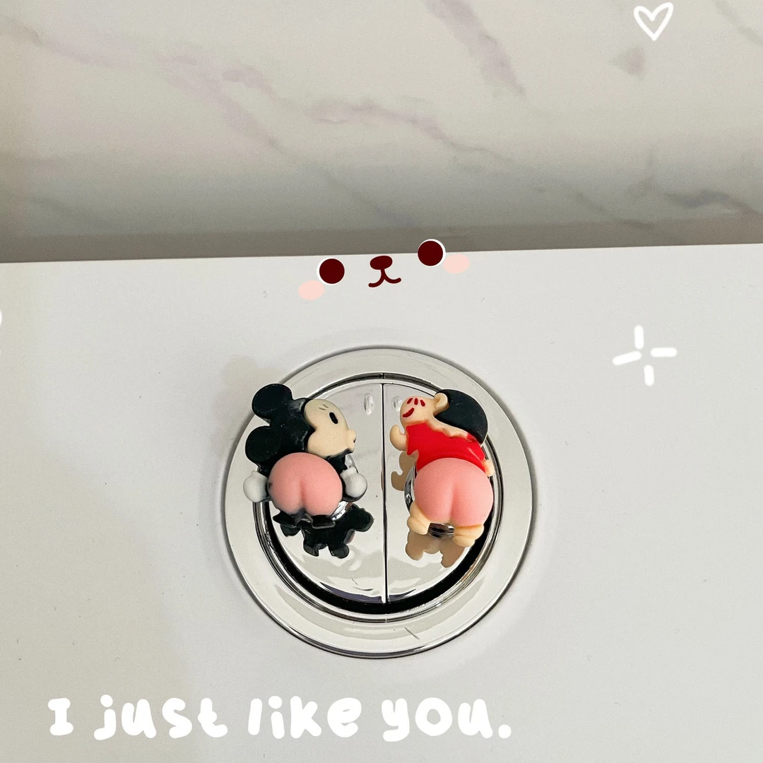 可爱卡通屁屁马桶按压器长按钮指甲美甲专用通用创意冲水马桶贴