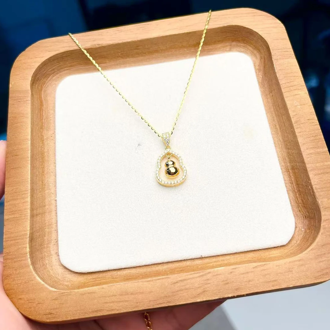 坠链均925银 厚底葫芦内葫芦项链S925银项链SY616