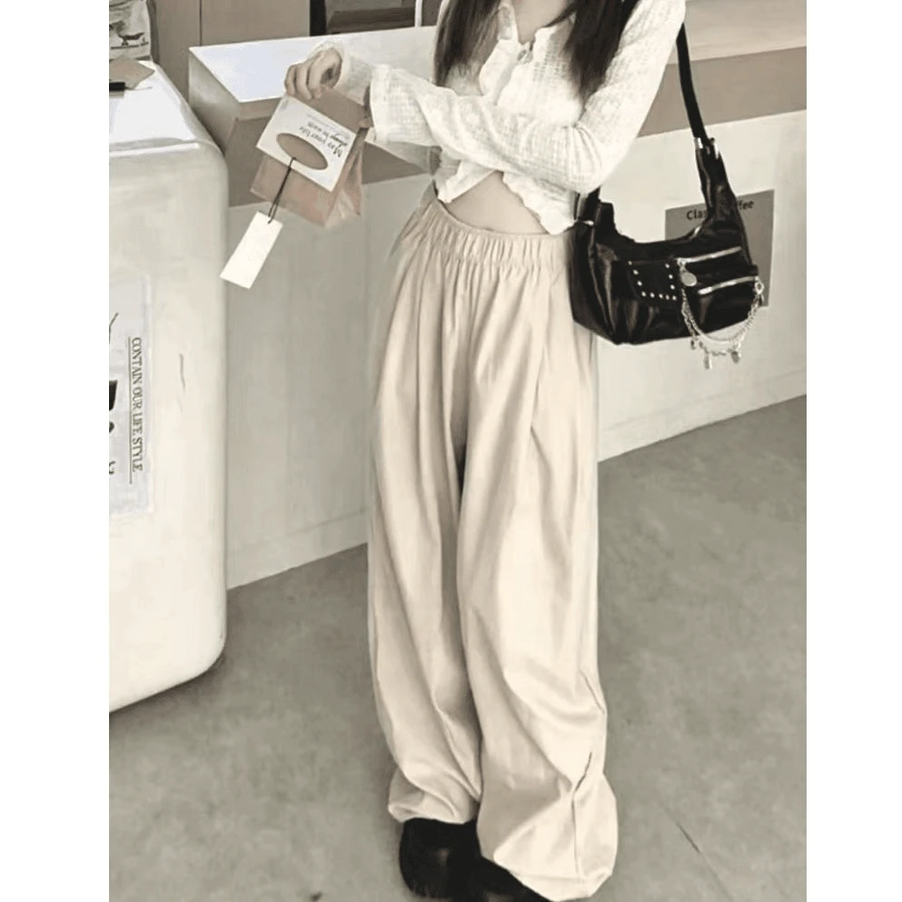 高腰显瘦休闲山本裤女夏季2024年新款宽松直筒垂感阔腿拖地长裤子