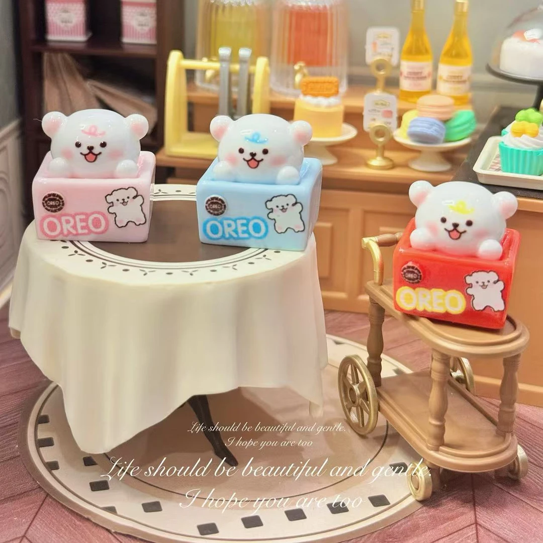 小雨定制【线条小狗】仿真食玩diy树脂配件迷你玩具配件