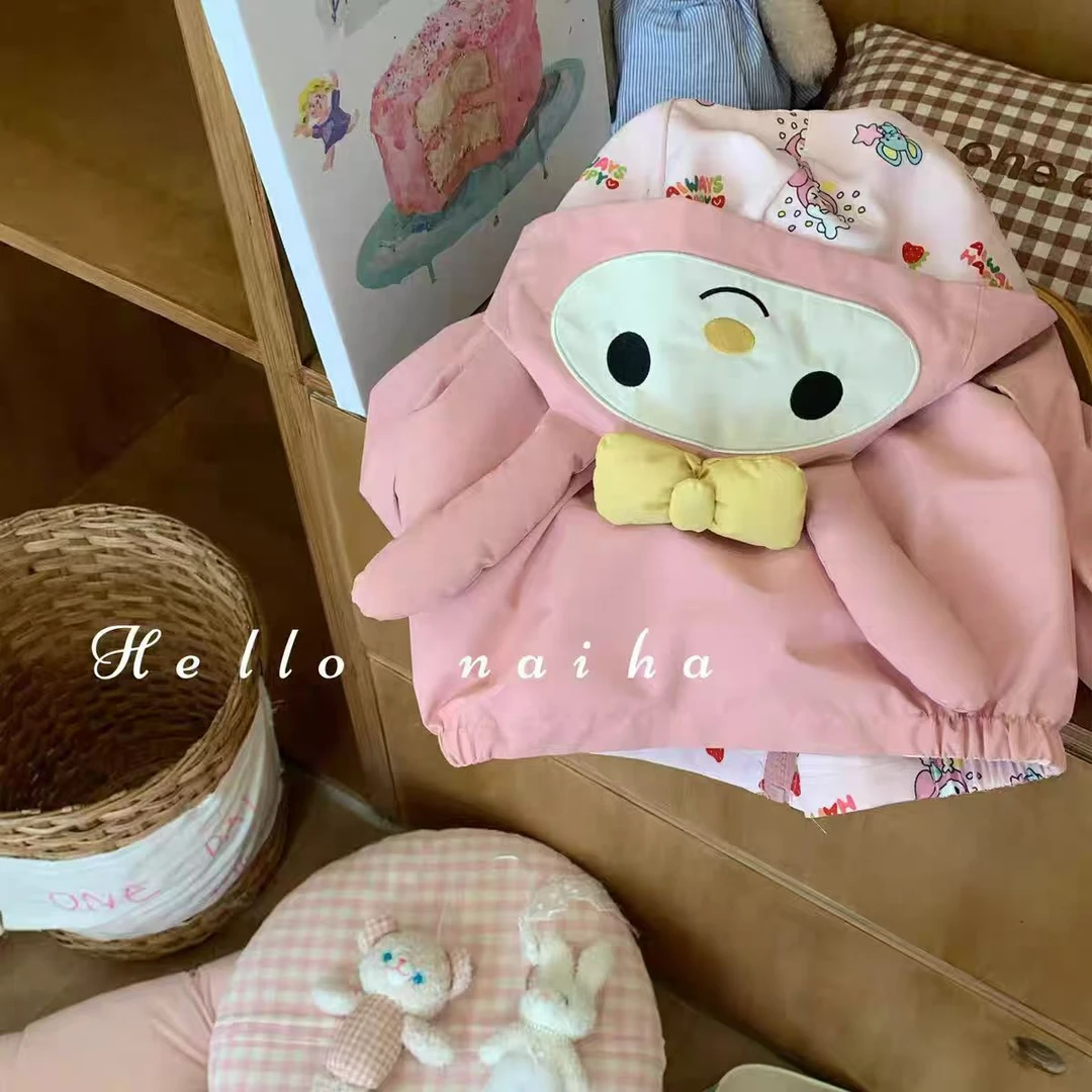 女宝两面穿外套冲锋衣春秋可爱洋气女童小童儿童