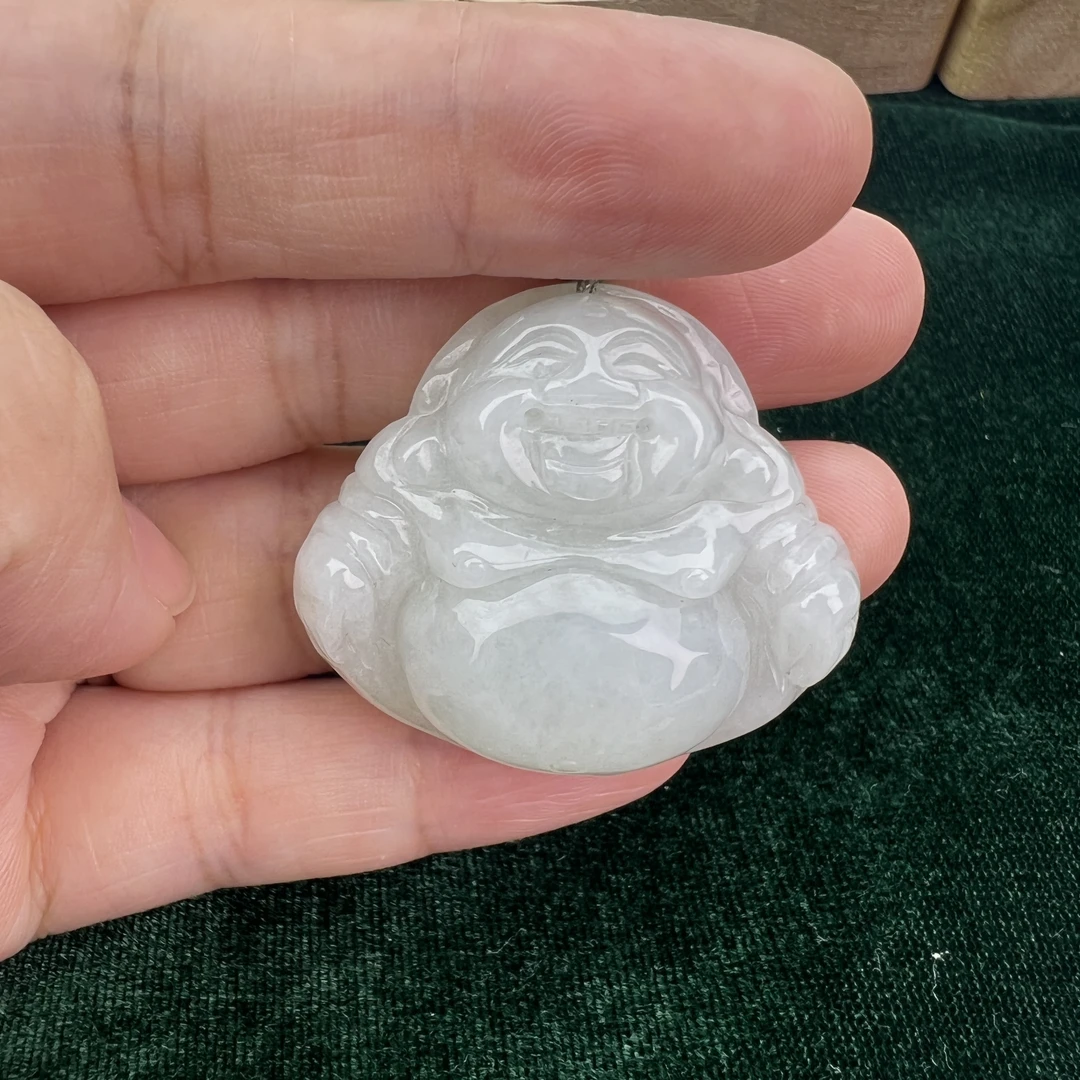 39mm天然翡翠冰底佛公吊坠