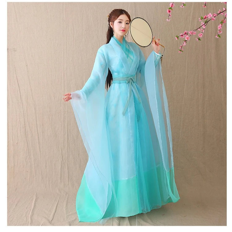 2023新款网红直播衣服女主播服装上镜超仙甜美仙侠白浅古装改良汉