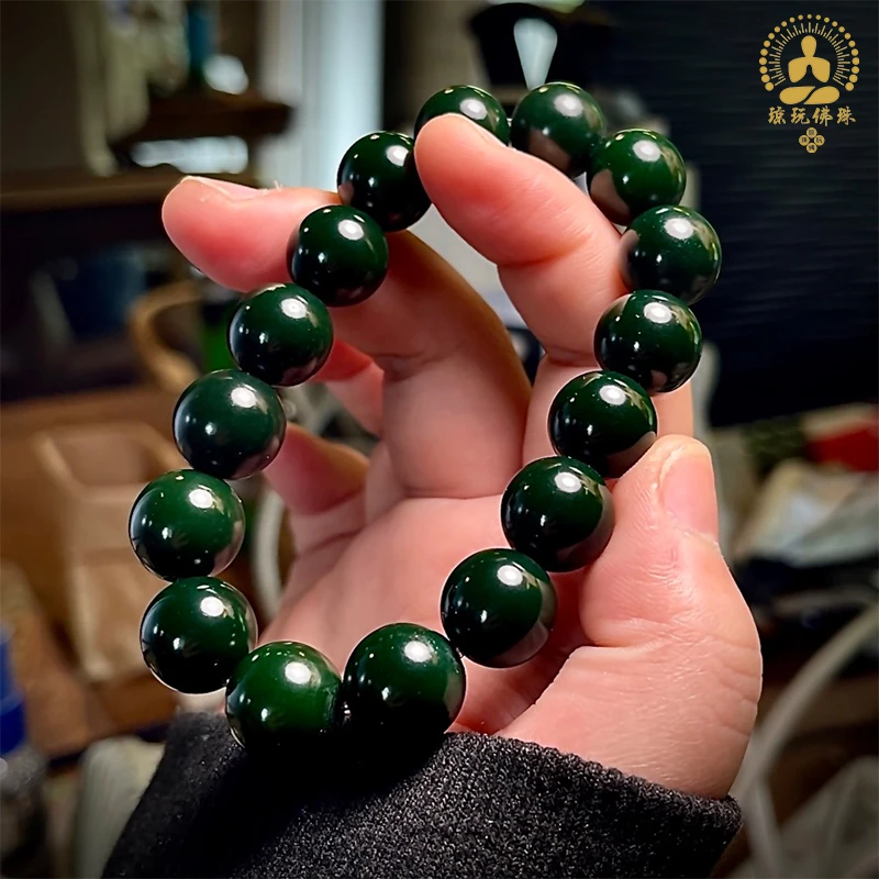 绿幽灵阴皮菩提根手串男女念珠天然佛珠新款高密正品百草供干磨籽