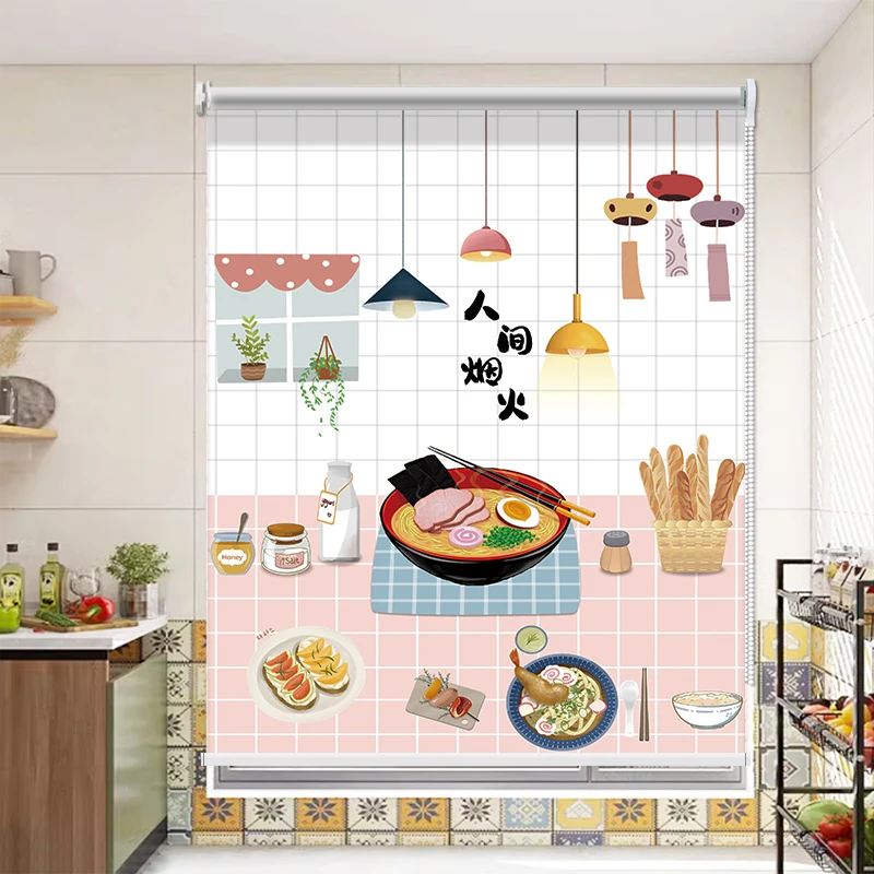 厨房卫生间窗帘防水防油防霉全遮光卷拉式遮阳防晒免打孔安装卷帘