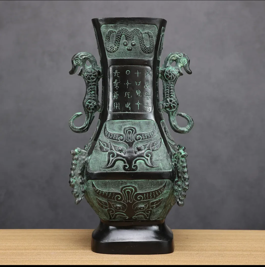 双龙壶仿古青铜器摆件家居摆件桌面摆件