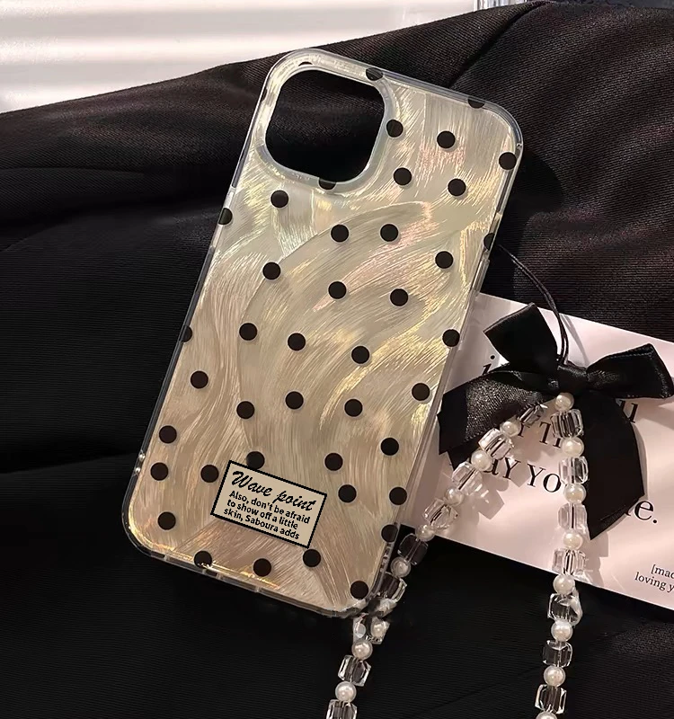 标签波点羽纱小众苹果15手机壳iphone13/14promax新款12高级11套