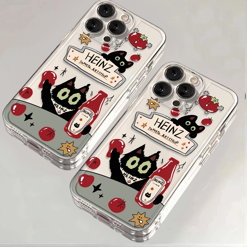 番茄酱猫咪苹果华为iPhone15/14promax13/12/11手机壳xs软太空壳