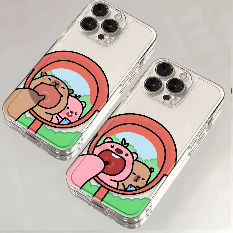 卡皮巴拉海狸情侣适用苹果15/14promax手机壳iPhone13/12软11太空
